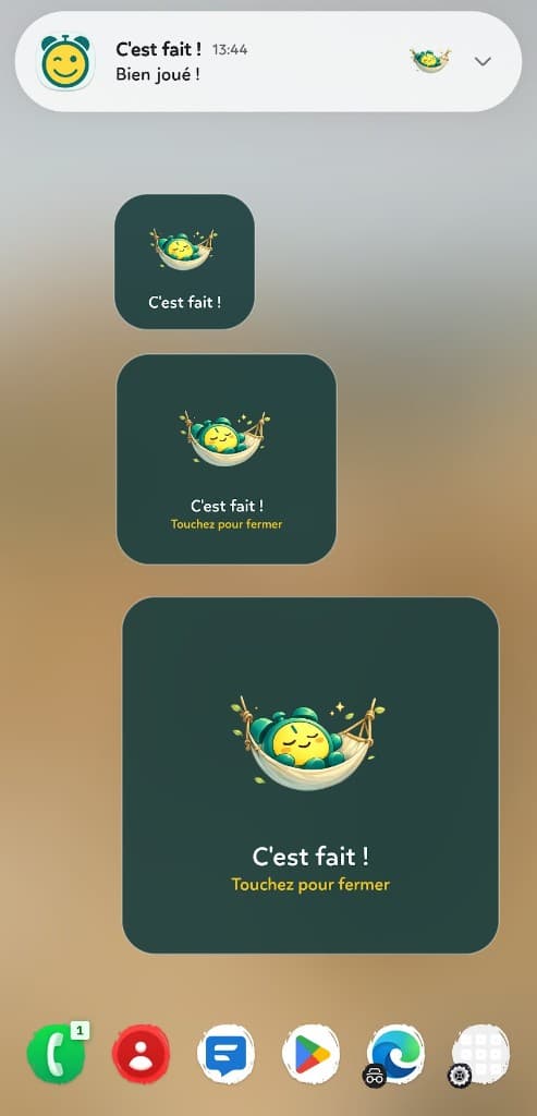 Fun Timer widgets — « It's done! » reward on the home screen
