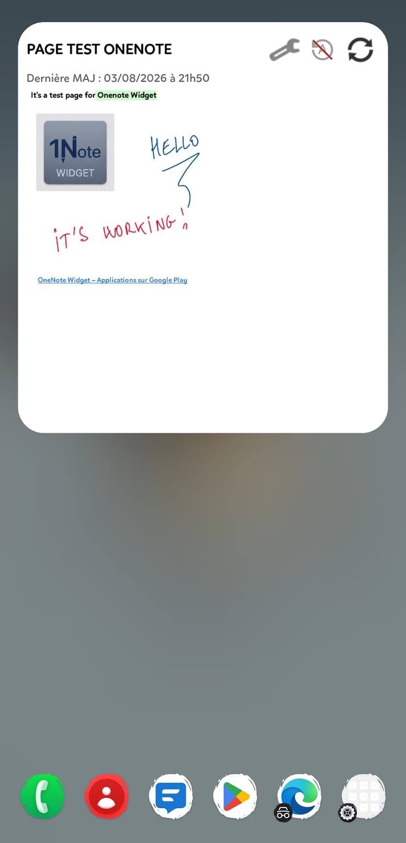 Note Widget in light theme on the home screen
